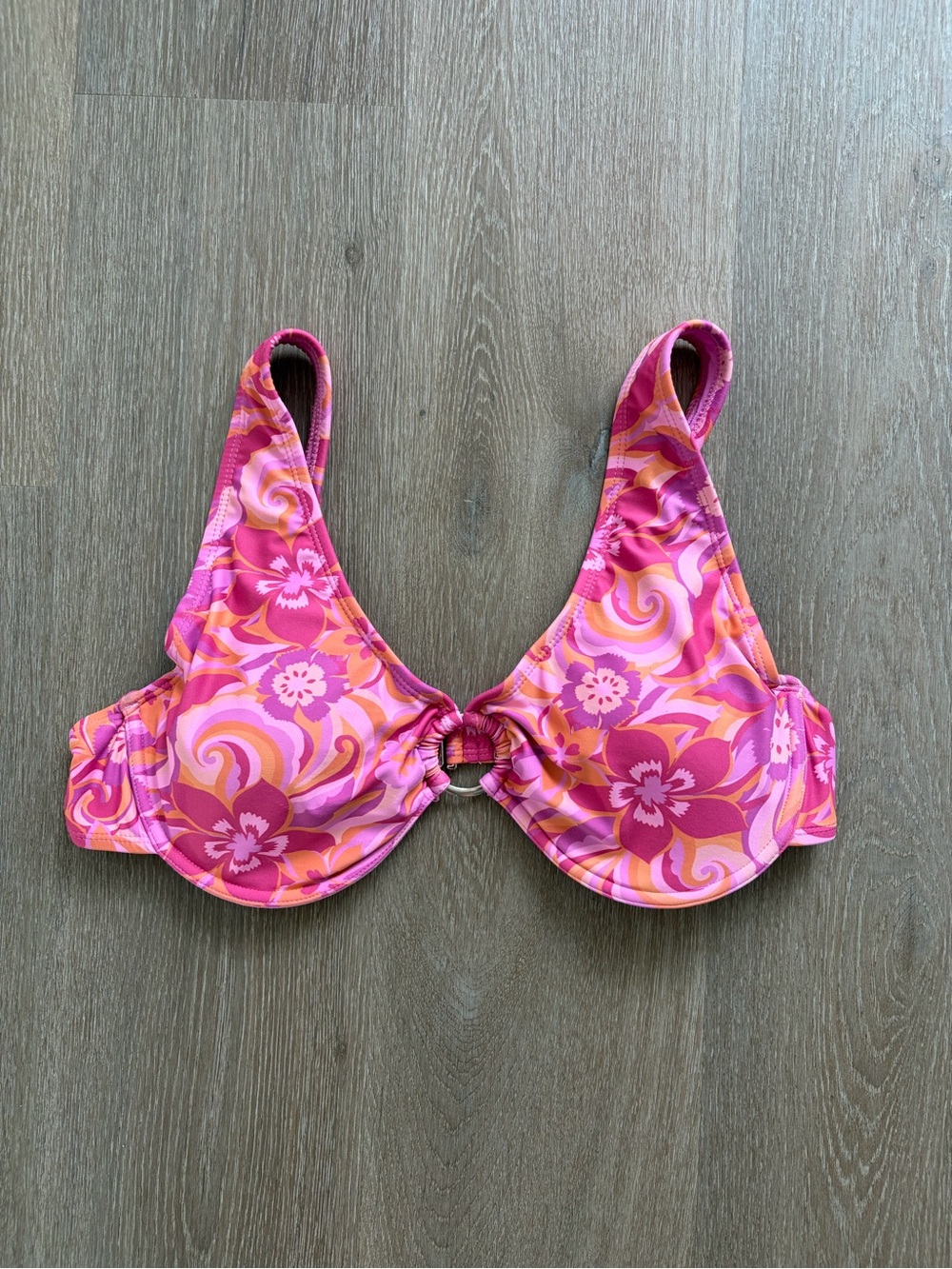 Pink & Orange Floral Underwire Bikini Top